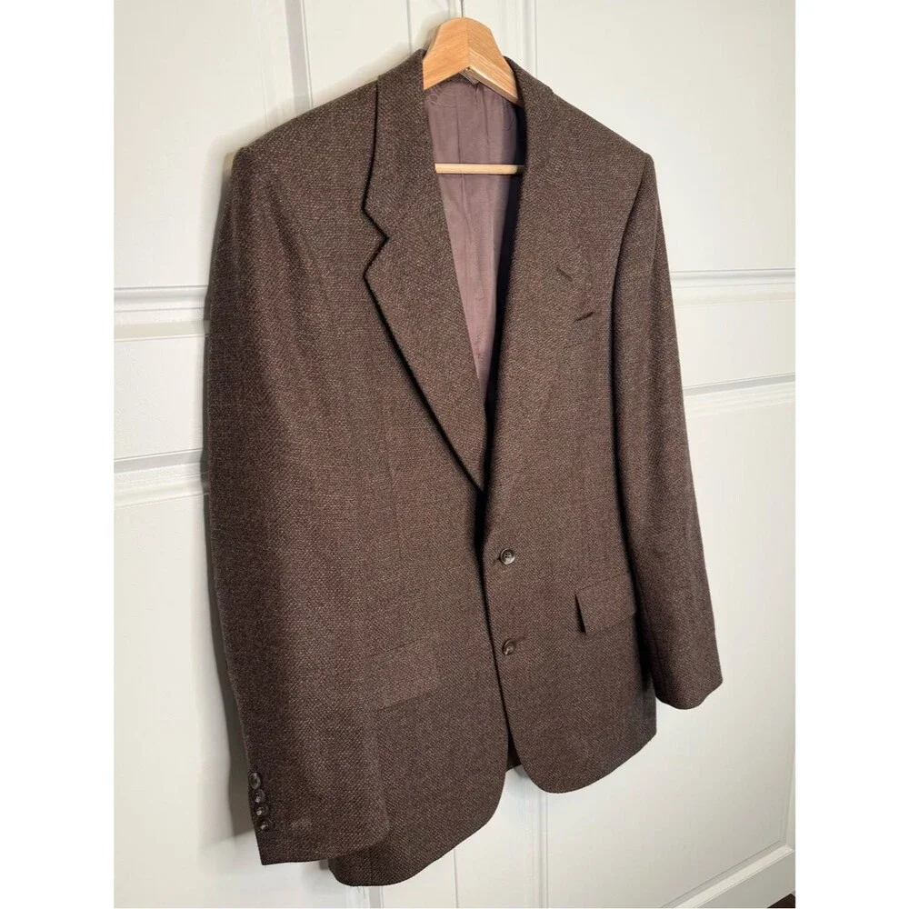 Vintage Christian Dior Monsieur Brown Tweed Blazer Sport Coat